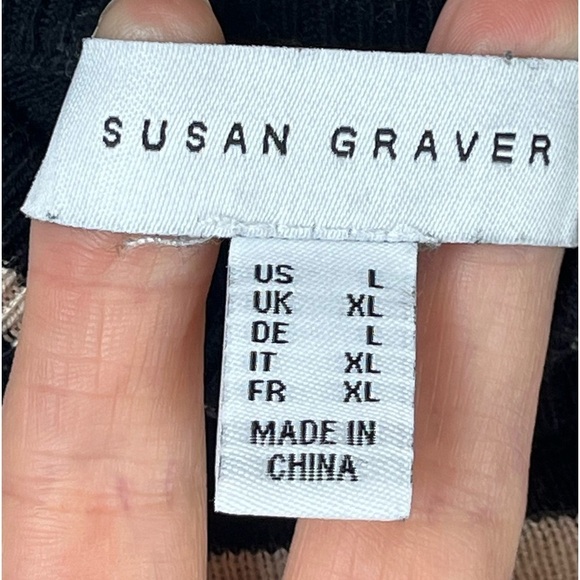 SUSAN GRAVER Striped Lightweight Sweater w/ Slimming Panels Mockneck Large - Picture 13 of 15